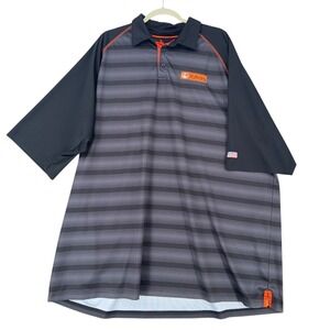 Kubota Mens Black Gray Stripe Performance Polo Shirt‎ Short Sleeve Logo Patch 4X